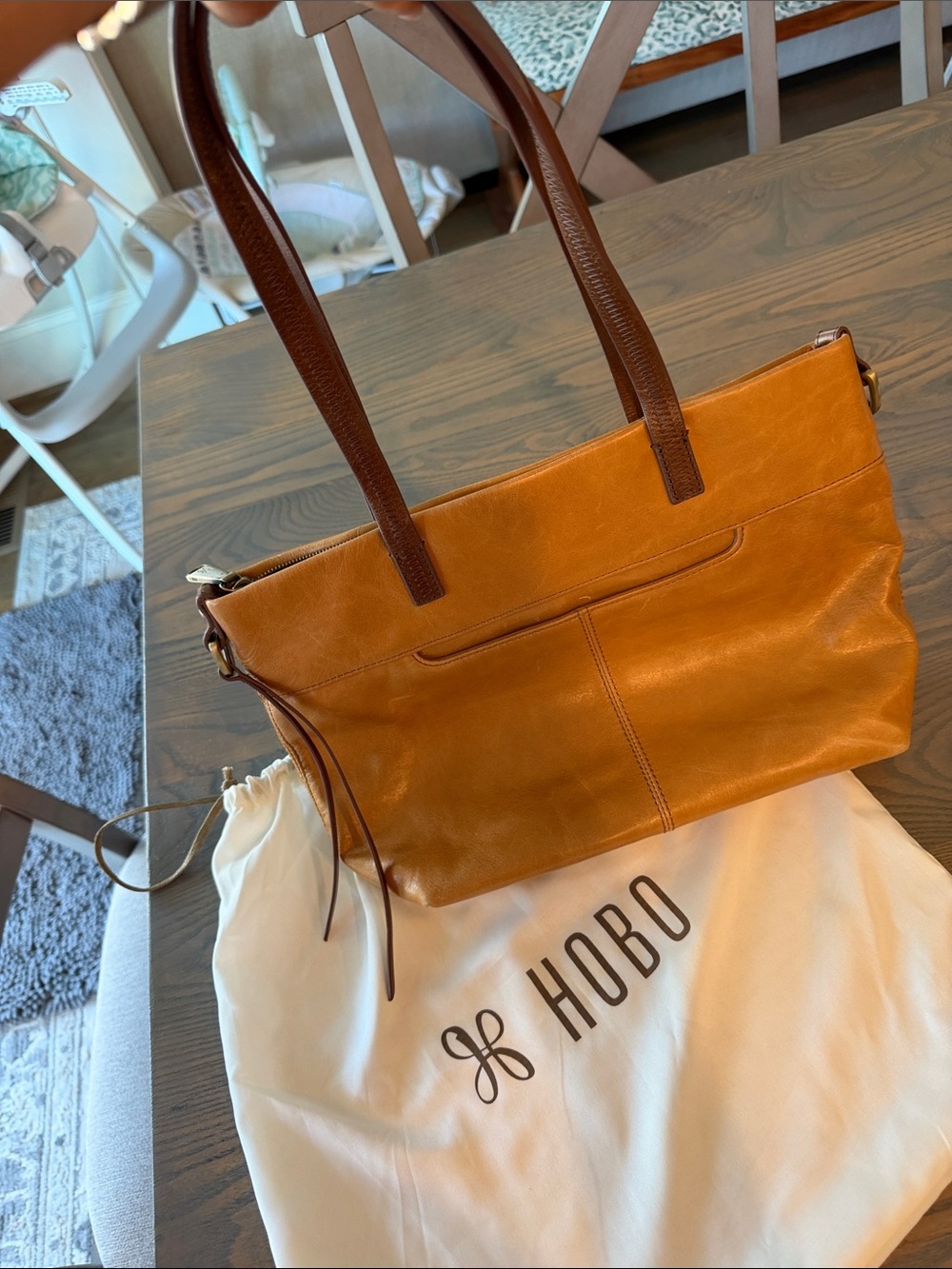 HOBO Chestnut Leather Hobo Tote with Dual Top Straps - Picture 2 of 5